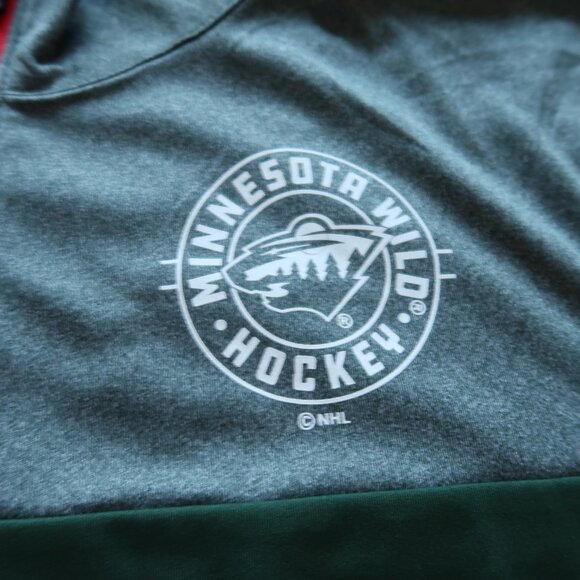 MINNESOTA WILD NHL HOCKEY Shirt Mens SZ L LONG SLEEVE 1/4 ZIP NWT - Picture 2 of 9